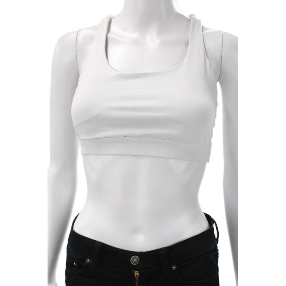 Lululemon Womens Scoop Neck Strappy Back Sports Bra White Size 8